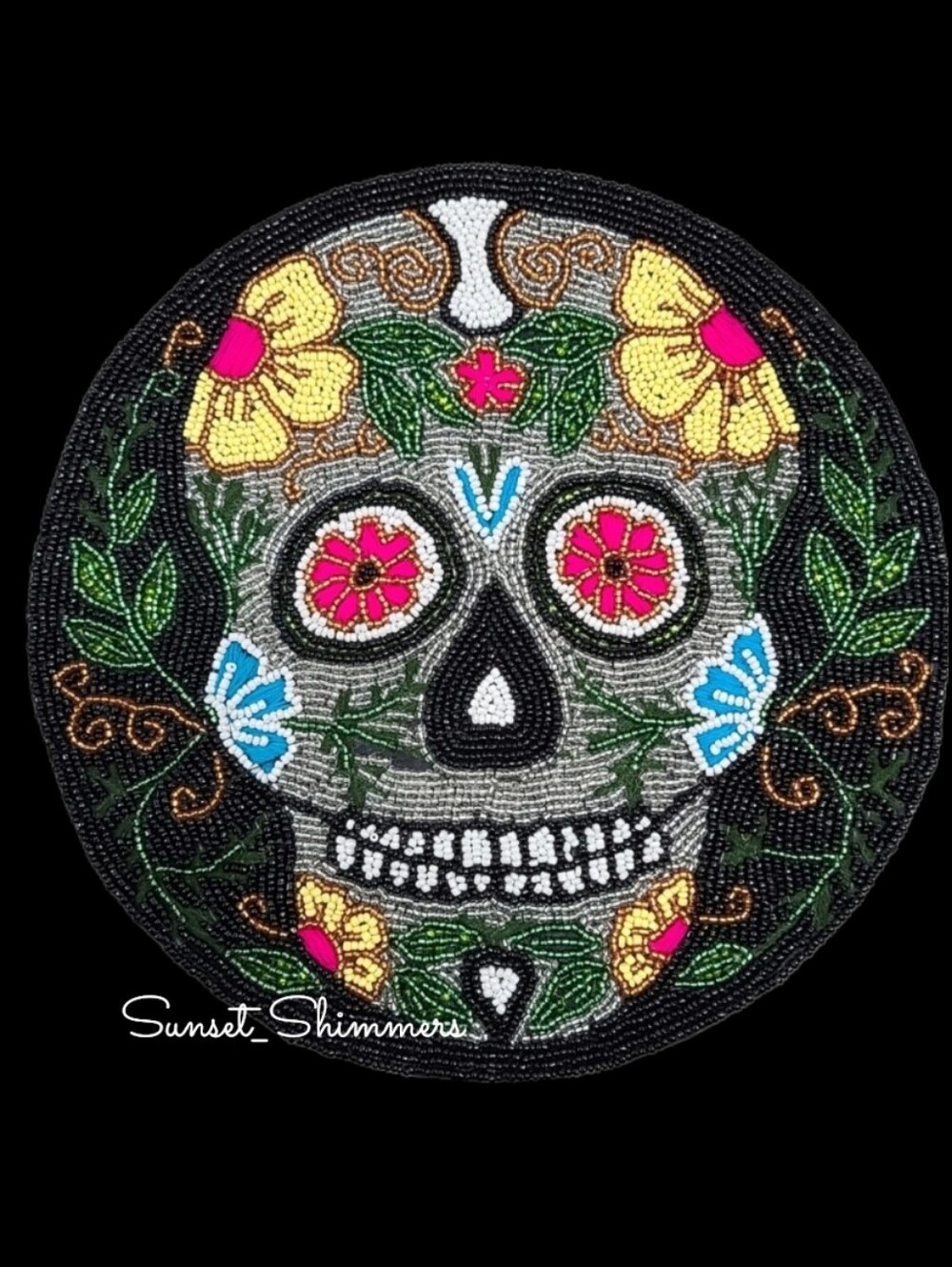 SUGAR SKULL BEADED DAY of the DEAD Halloween Placemat CHARGER 15" Centerpiece